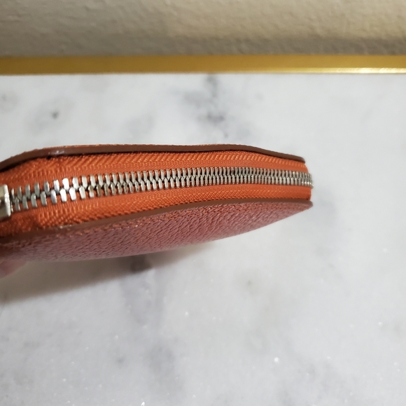 Orange Leather Silk in Travel Tote Shopping Zip Around Handbag - Picture 5 of 16